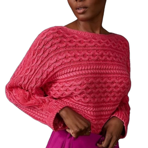 Anthropologie Pilcro Fisherman Knit Sweater Pink XS